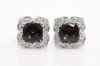 Smokey Quartz and Diamond Earrings