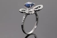 Sri Lankan Sapphire & Diamond Ring GIA - 6