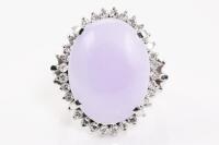 Lavender Jade and Diamond Ring