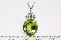 Peridot and Diamond Pendant - 2