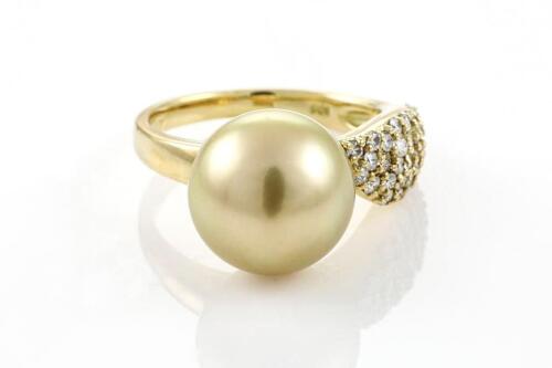 Golden South Sea Pearl and Diamond Ring