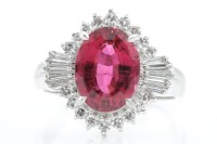 3.28ct Rubellite and Diamond Ring