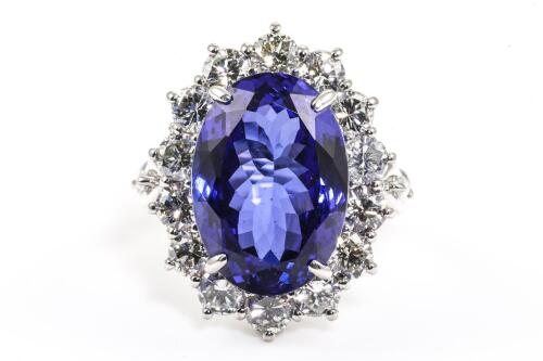 12.05ct Tanzanite and Diamond Ring