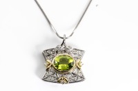 5.35ct Peridot and Diamond Pendant