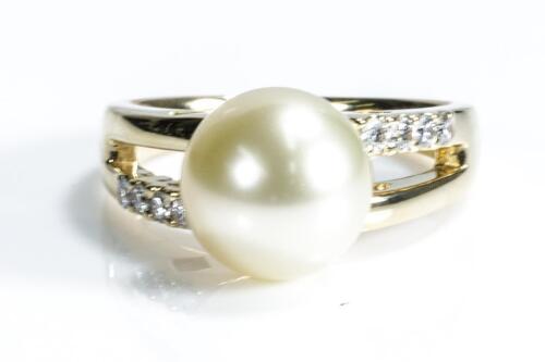 Golden South Sea Pearl and Diamond ring