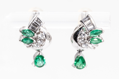 0.70ct Emerald and Diamond Earrings