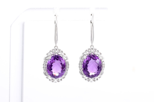 5.44ct Amethyst and Diamond Earrings