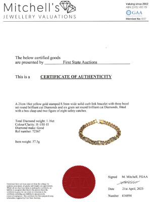 18ct Gold Diamond Bracelet, 57.5 grams - 4