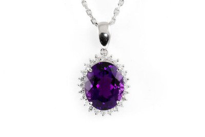 3.30ct Amethyst and Diamond Pendant