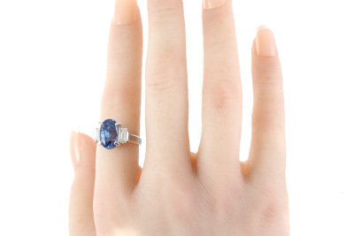 5.37ct Blue Sapphire and Diamond Ring - 7