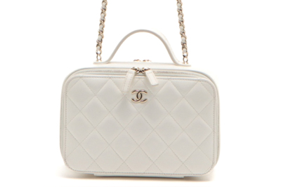 Chanel Top Handle Vanity Case White