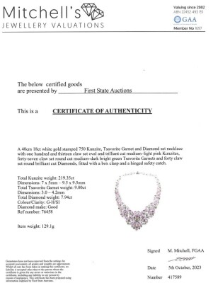 Kunzite, Garnet and Diamond Necklace - 4