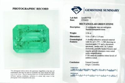 2.56ct Loose Colombian Emerald GSL - 4