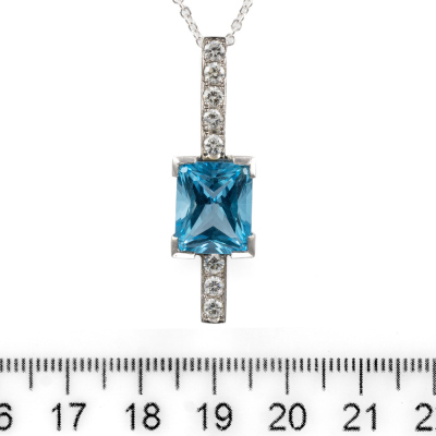 8.43ct Blue Topaz and Diamond Pendant - 2