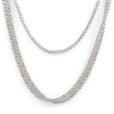 10.05ct Diamond Three Row Necklace - 2