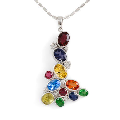 Mixed Gemstone & Diamond Pendant