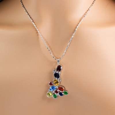 Mixed Gemstone & Diamond Pendant - 5