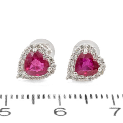 1.16ct Ruby and Diamond Earrings - 2