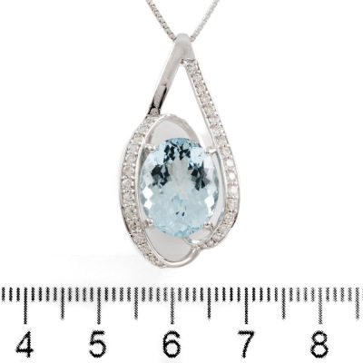 6.04ct Aquamarine and Diamond Pendant - 2