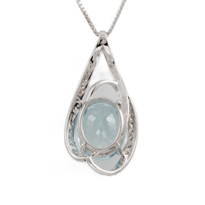 6.04ct Aquamarine and Diamond Pendant - 4