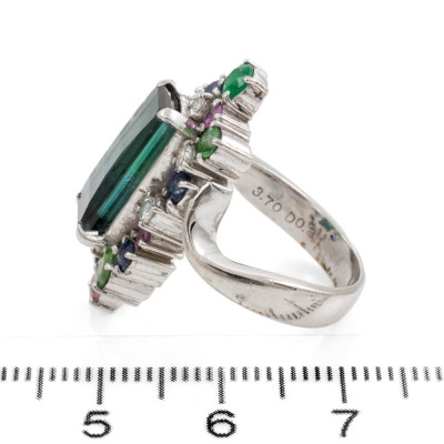 3.70ct Tourmaline & Mixed Gemstone Ring - 3