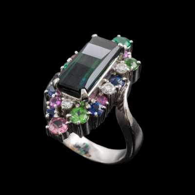 3.70ct Tourmaline & Mixed Gemstone Ring - 5