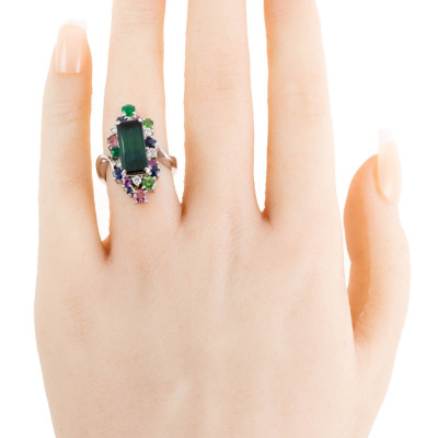 3.70ct Tourmaline & Mixed Gemstone Ring - 6