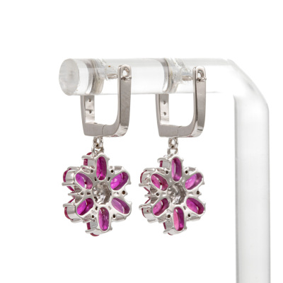 3.18ct Burmese Ruby and Diamond Earrings - 5