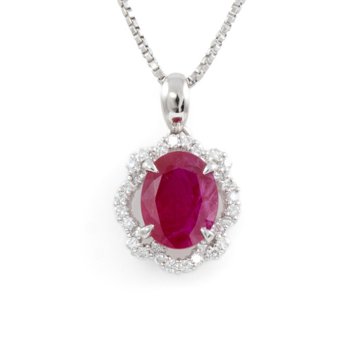 2.48ct Burmese Ruby and Diamond Pendant