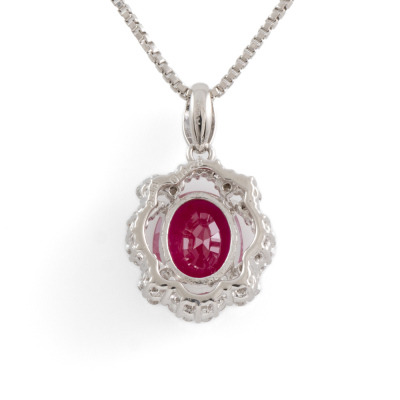 2.48ct Burmese Ruby and Diamond Pendant - 5