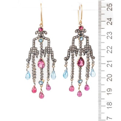 Gemstone & Diamond Chandelier Earrings - 3