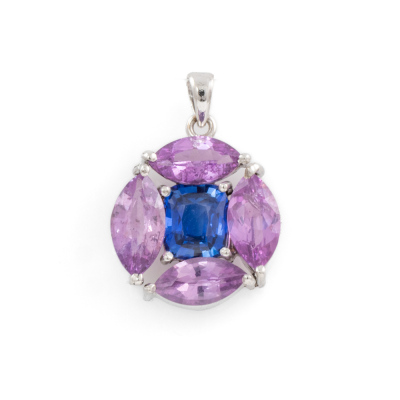 Unheated Blue & Pink Sapphire Pendant