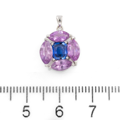 Unheated Blue & Pink Sapphire Pendant - 2