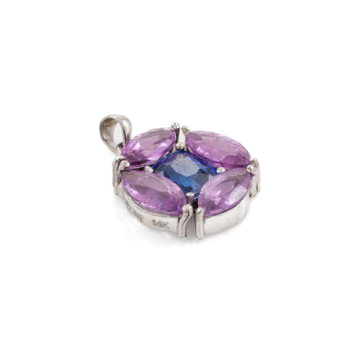 Unheated Blue & Pink Sapphire Pendant - 6