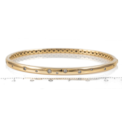 10ct Gold Diamond Bangle - 2