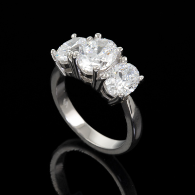 3.50ct Diamond Trilogy Ring GIA - 9