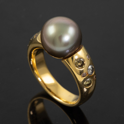 11.7mm Tahitian Pearl and Diamond Ring - 5