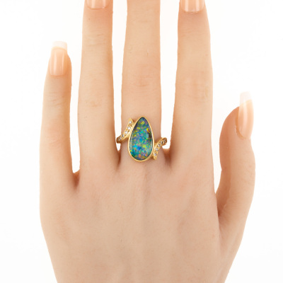 Black Opal and Diamond Ring - 6