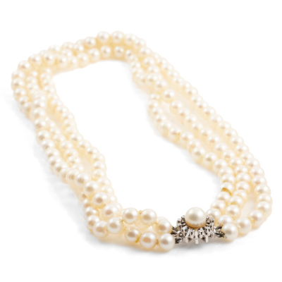 Three Row Akoya Pearl Necklace - 5