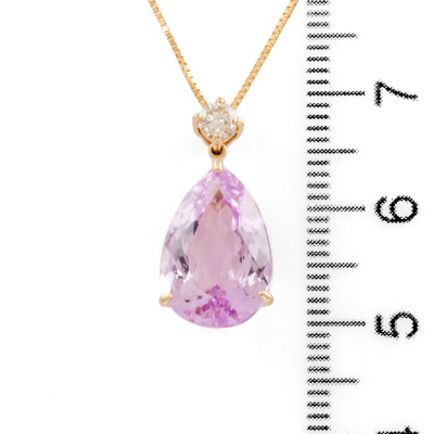 5.37ct Kunzite and Diamond Pendant - 3