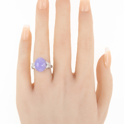 7.66ct Lavender Jade & Diamond Ring - 7