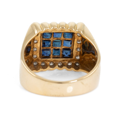 2.00ct Sapphire & Diamond Mens Ring - 4