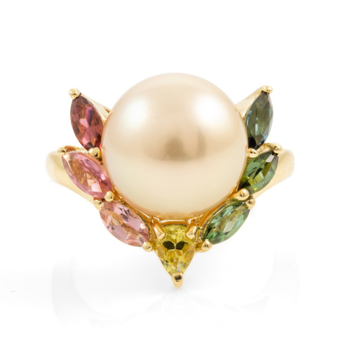 11.2mm South Sea Pearl & Tourmaline Ring