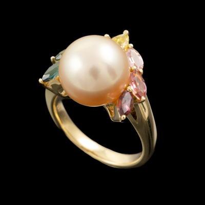 11.2mm South Sea Pearl & Tourmaline Ring - 5