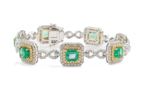 8.47ct Emerald & 4.82ct Diamond Bracelet