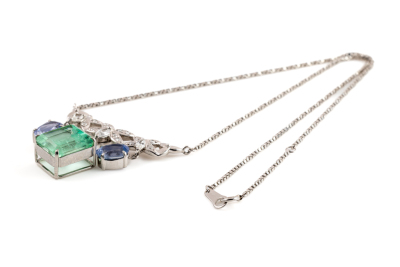 Emerald, Sapphire & Diamond Necklace - 5