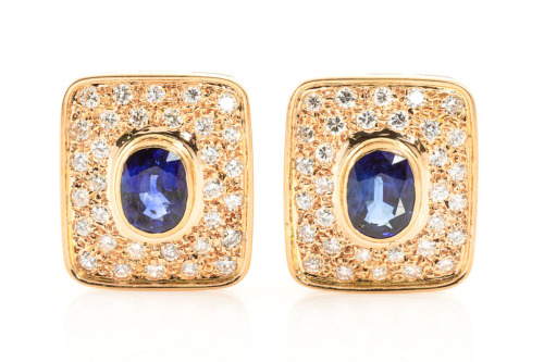 Blue Sapphire and Diamond Earrings