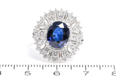 2.98ct Sapphire & 1.30ct Diamond Ring - 2