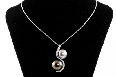 Tahitian Pearl and Diamond Pendant - 5