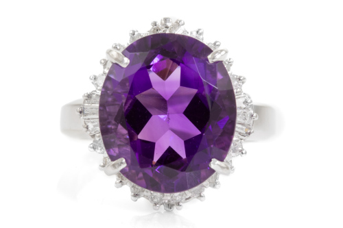 7.39ct Amethyst and Diamond Ring